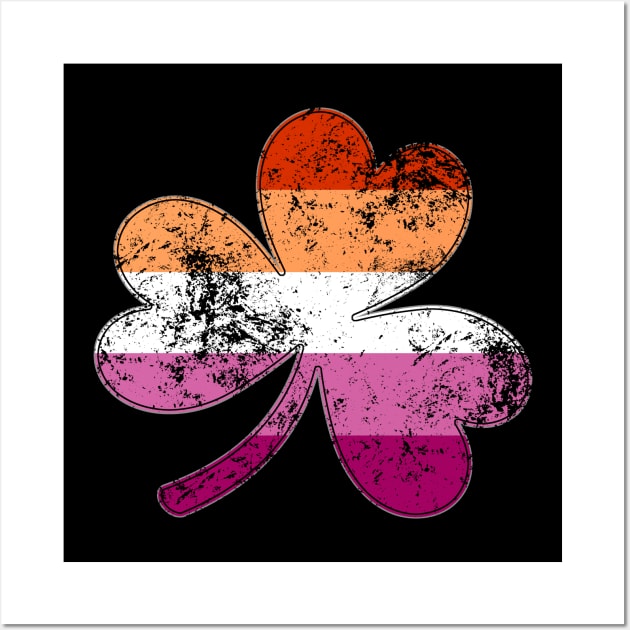 Lesbian Shamrock Pride Flag Wall Art by wheedesign